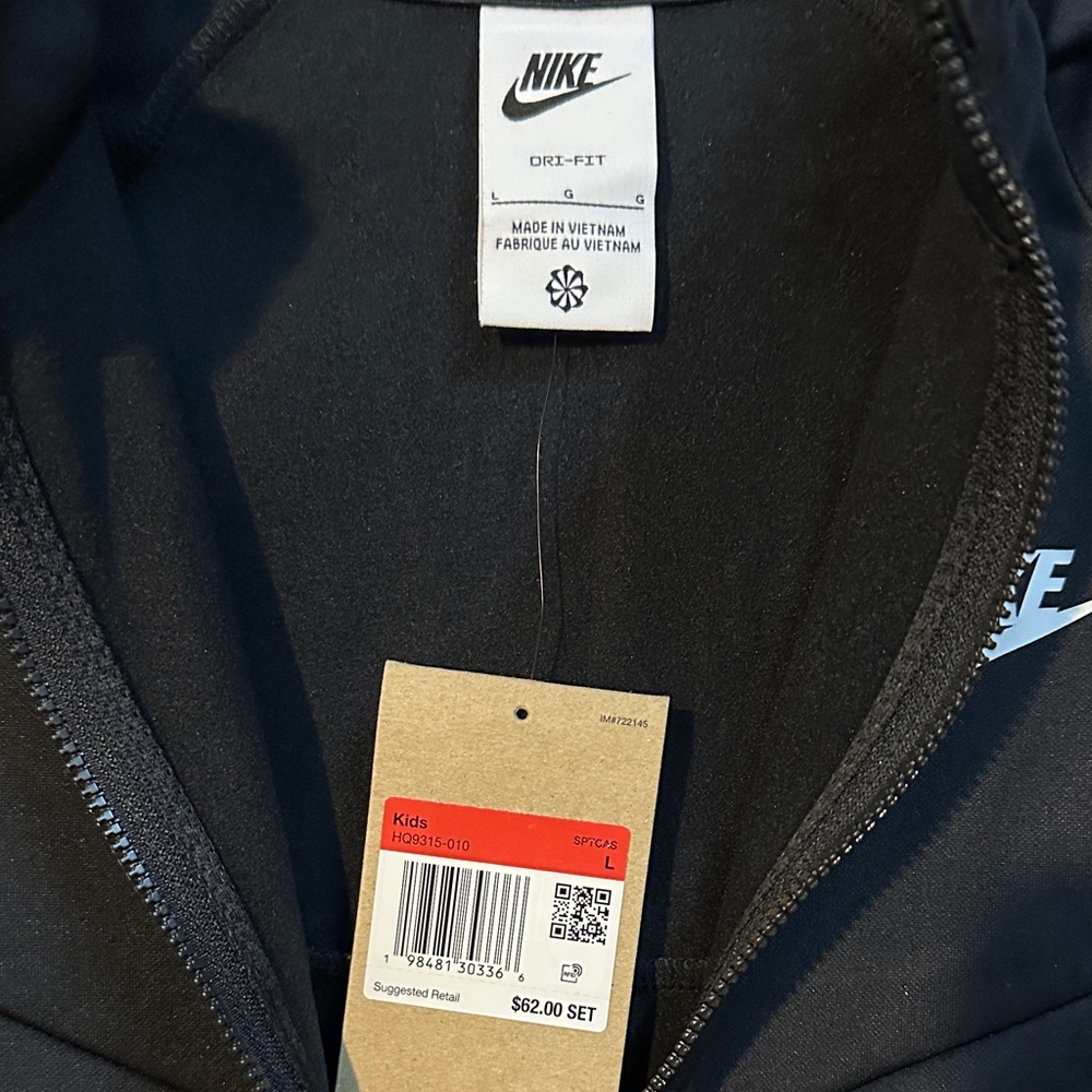 Nike Black Track Jacket and Pants with White Swoosh MSRP $62 - Picture 2 of 3